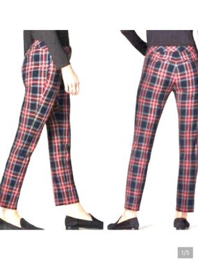 J. Jill Premium Bi-Stretch Red Tartan Plaid Pants